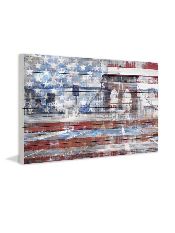 Parvez Taj Patriotic Overlay White Wood Print